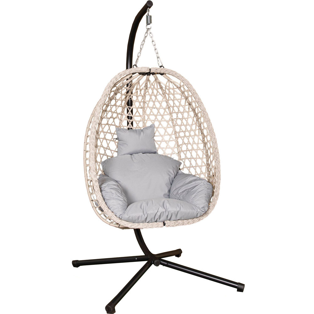 Samuel Alexander Cool Grey Hanging Egg Chair with Waterproof Cover Image 2