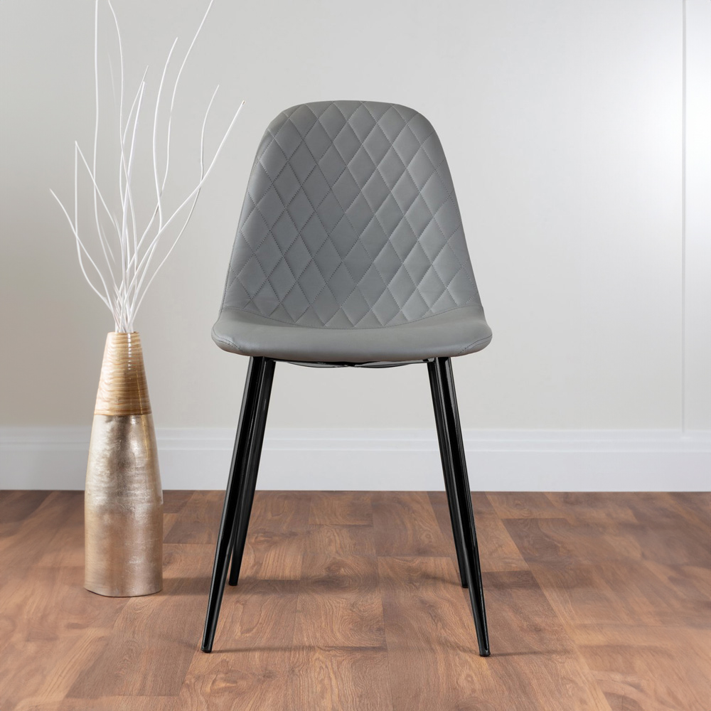 Furniturebox Molini Solara 6 Seater Dining Set Black Gloss and Grey Image 3