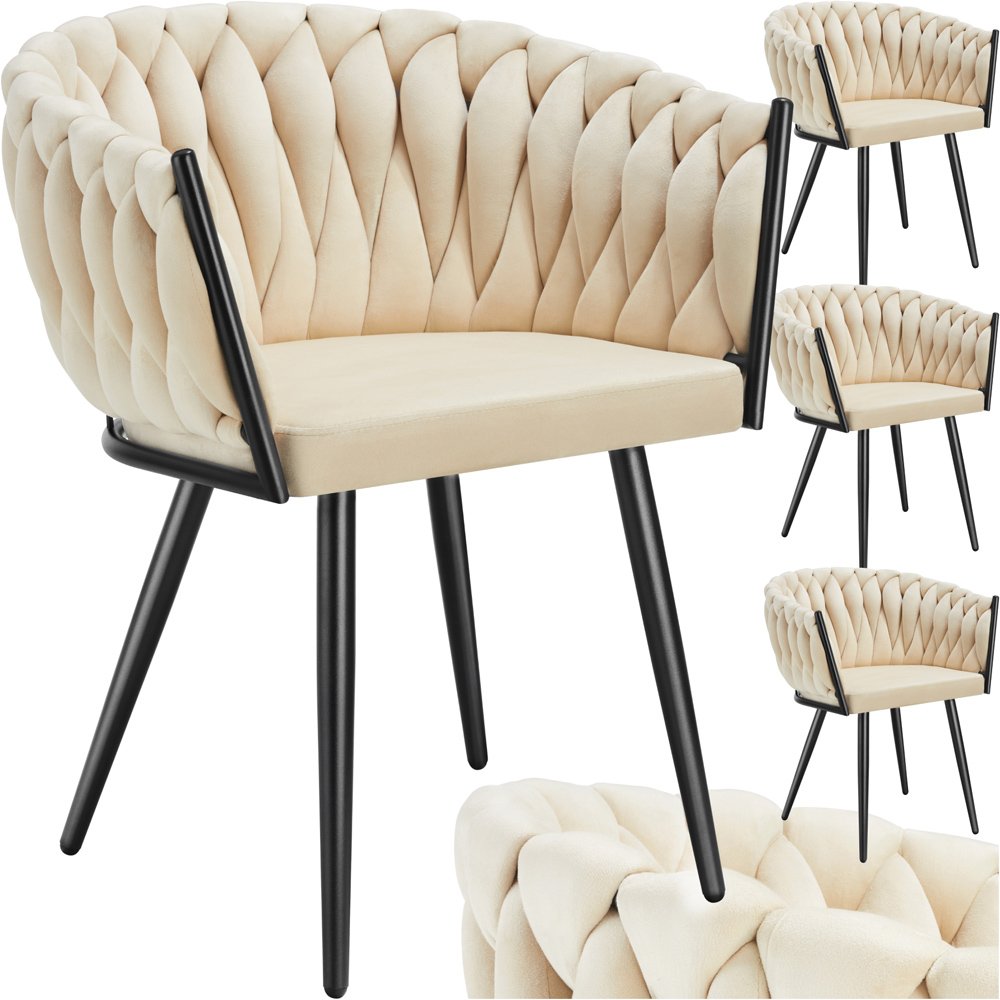 Tectake Astano Set of 4 Sand Dining Chair Image 2