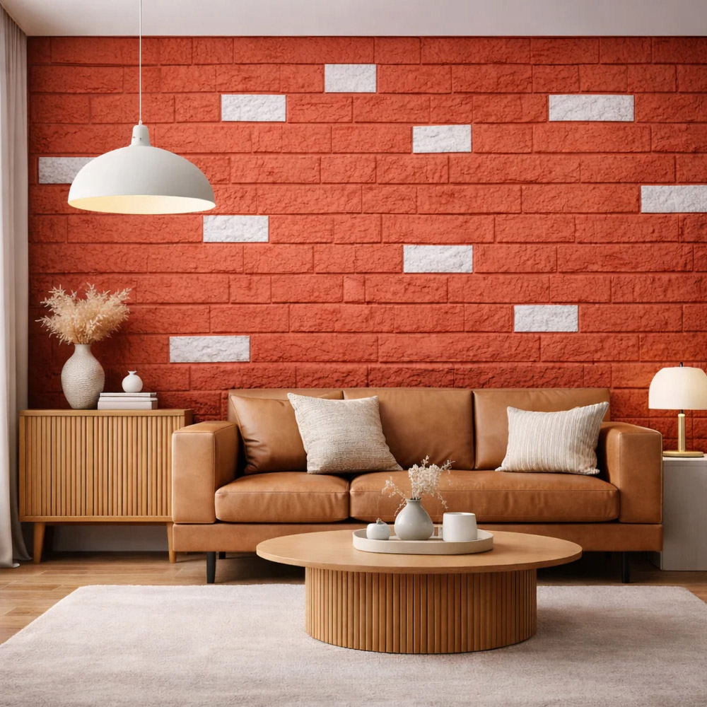 Britwall Red and White Brick Pattern Hard PU Wall Panel 1160 x 300 x 25mm 2 Pack Image 4