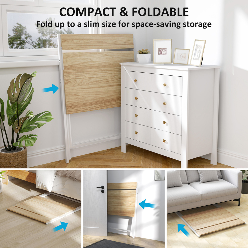 HOMCOM 2 Shelf Foldable Computer Desk Natural Image 4