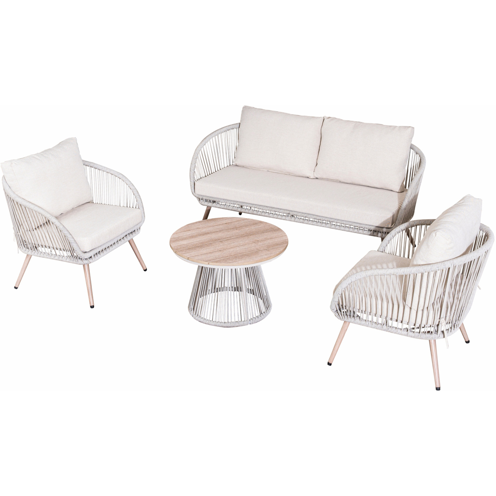 Direct Wicker 4 Seater Grey Iron Woven Garden Conversation Sofa Set with Wooden Coffee Table Image 2