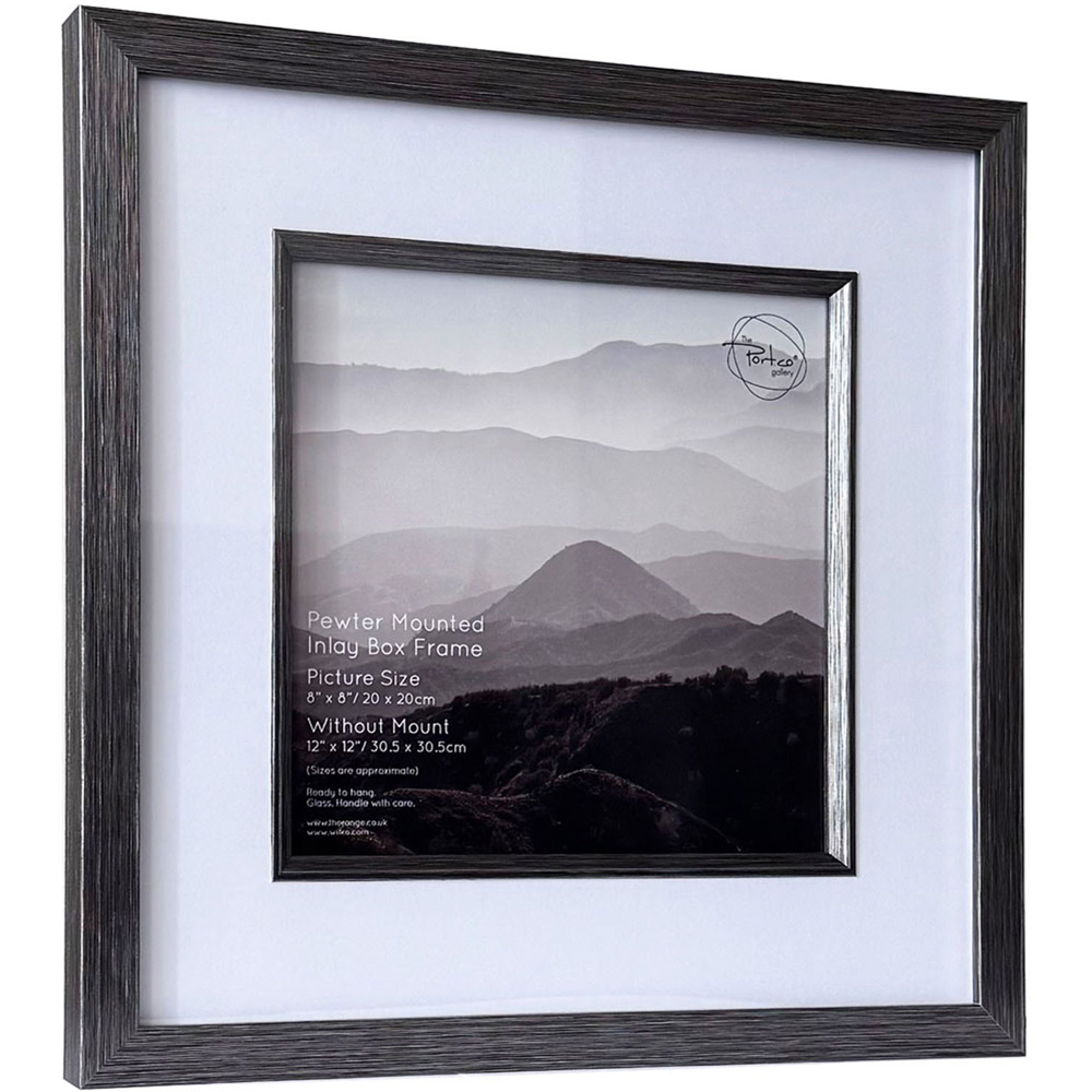 Mounted Inlay Box Photo Frame Pewter 8 x 8 inch Image 1