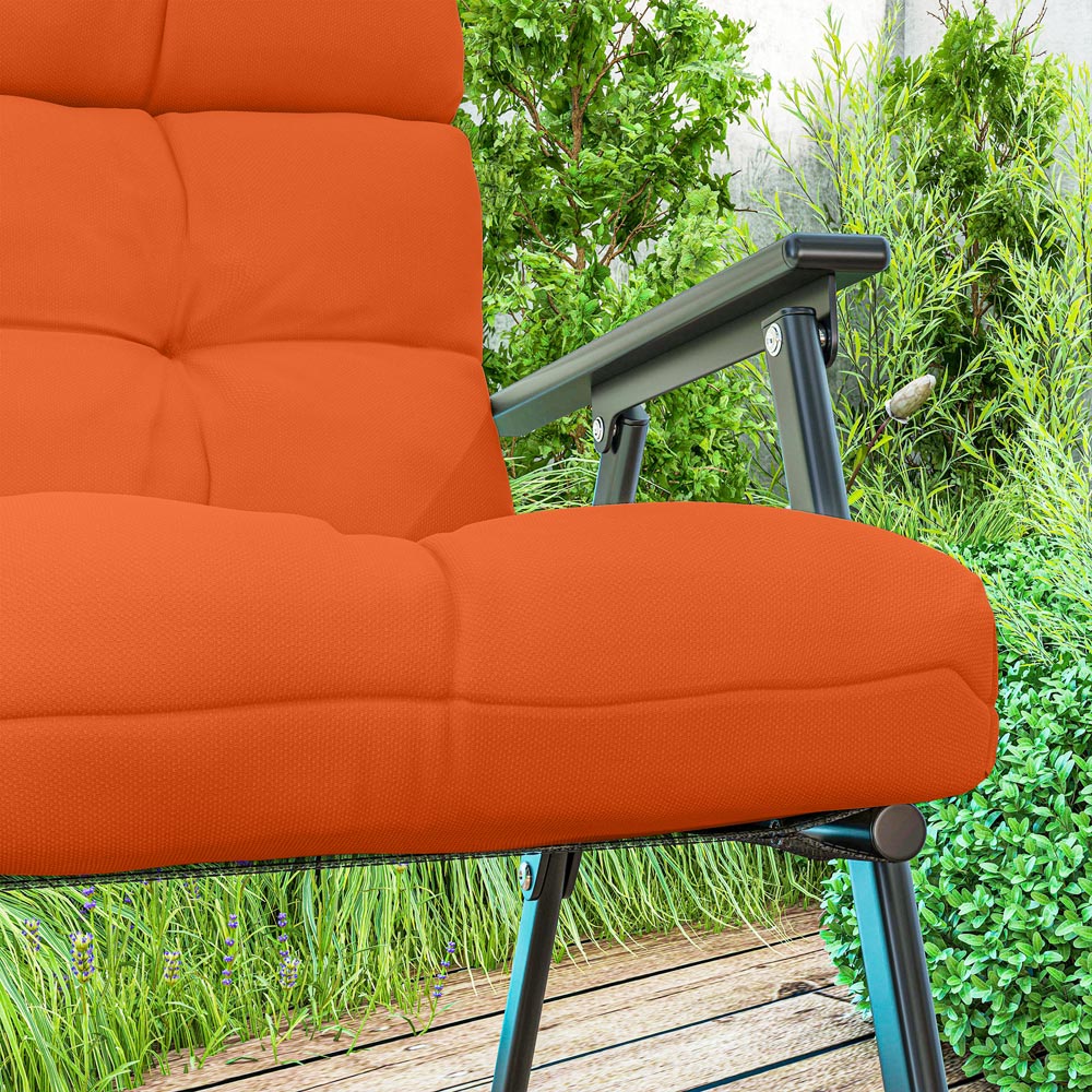 Outsunny Orange Garden Seat Cushion with Backrest and Ties 112 x 56cm 2 Pack Image 3