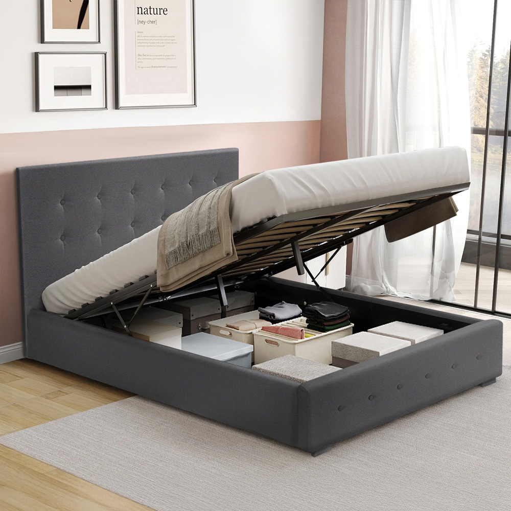Brooklyn King Size Grey Fabric Ottoman Storage Bed Image 3