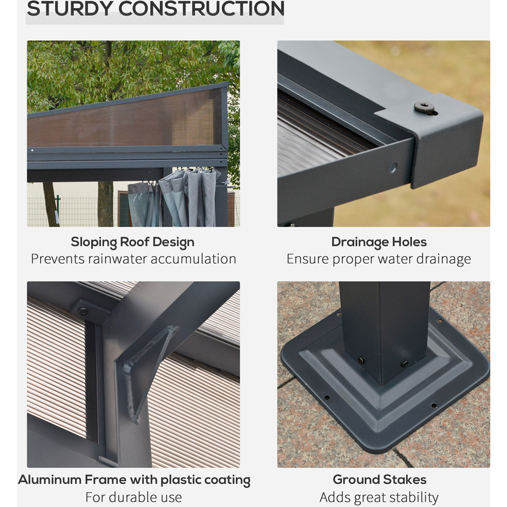 Outsunny 4 x 3m Grey Aluminium Outdoor Hardtop Pergola Image 6
