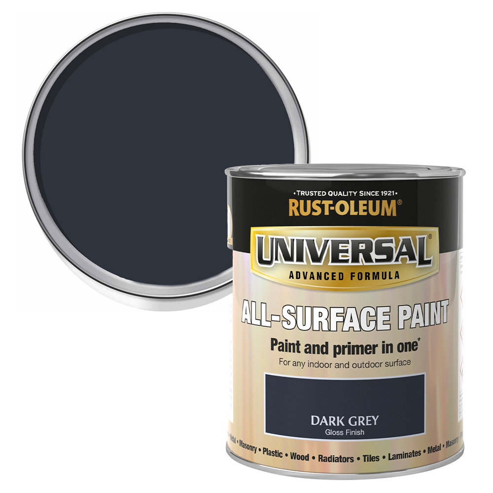 Rust-Oleum Universal All Surface Dark Grey Gloss Paint 250ml Image 1