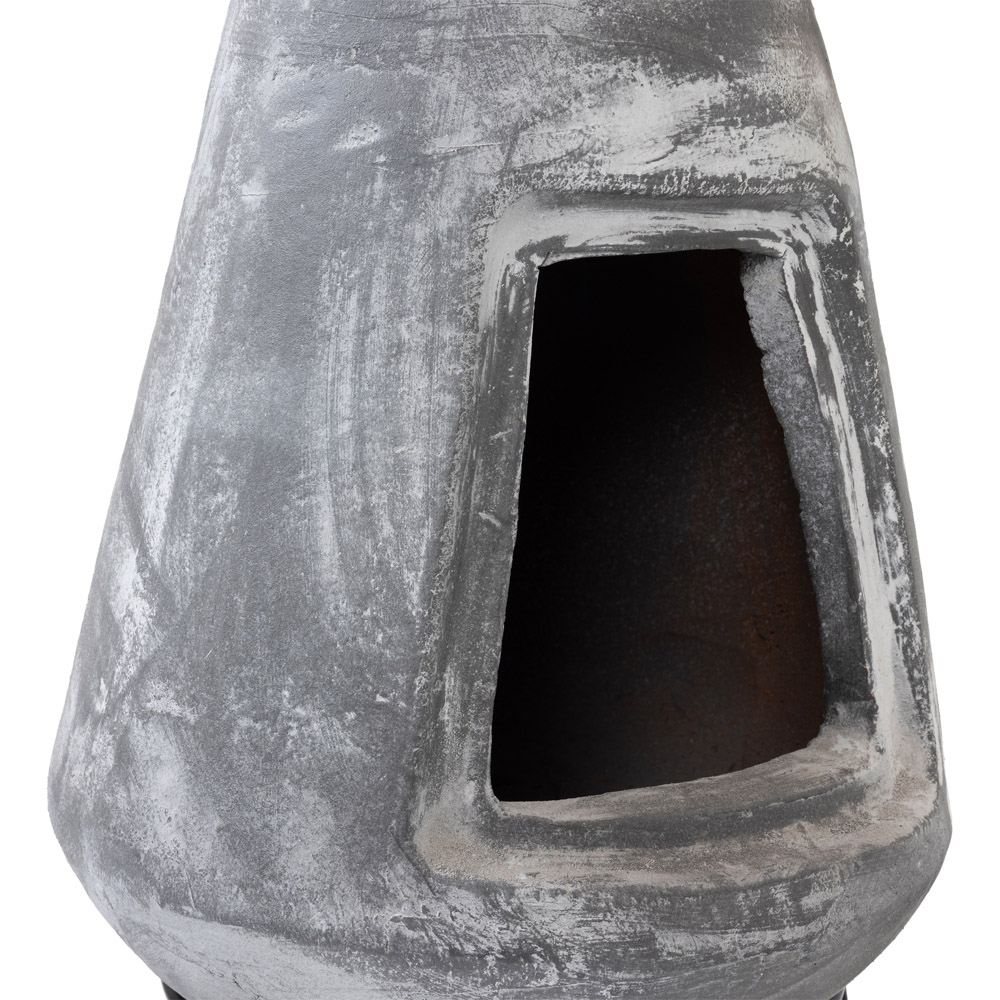 Snug Barcelona Grey Slender Design Medium Clay Chiminea with Lid and Iron Stand Image 5