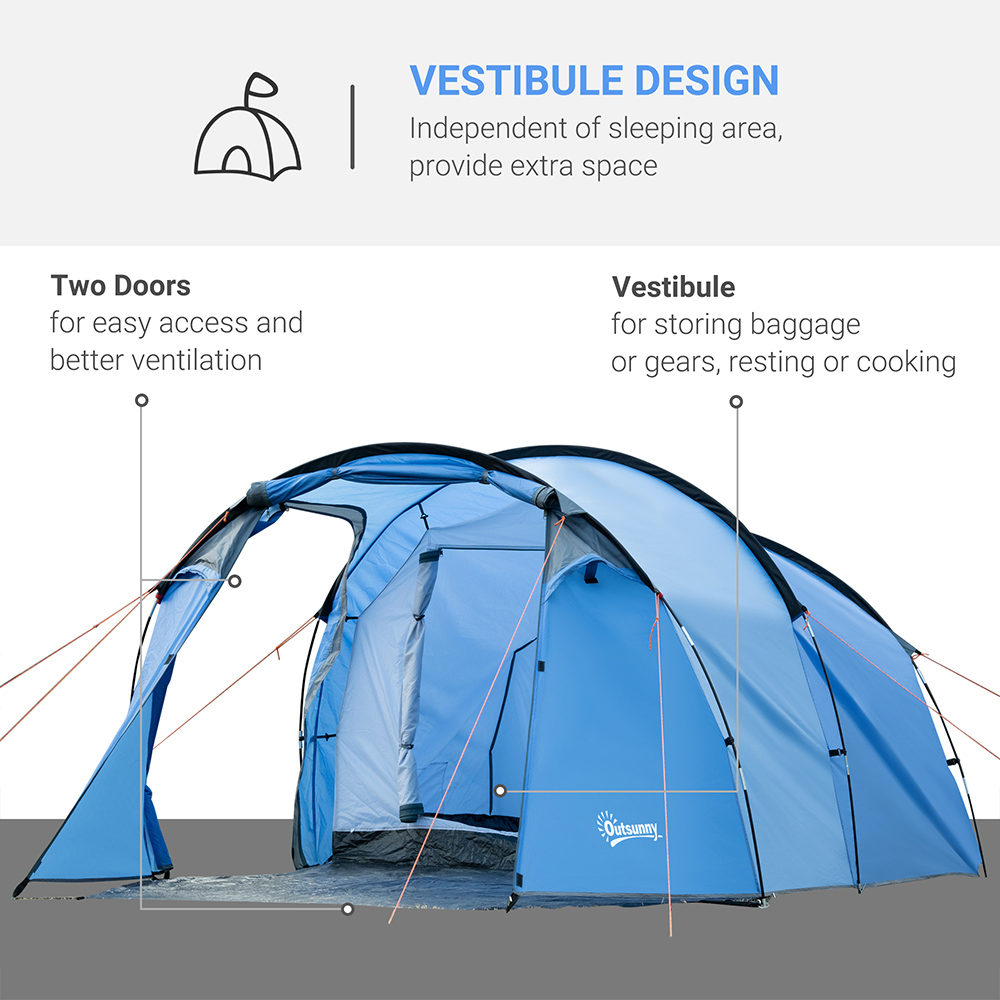 Outsunny 2-3 Person Vestibule Camping Tent Blue Image 5