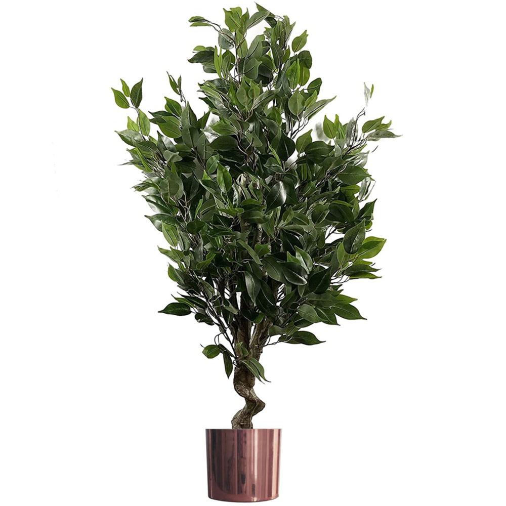 Leaf Evergreen Ficus Artificial Plant in Copper Planter 110cm Image 1