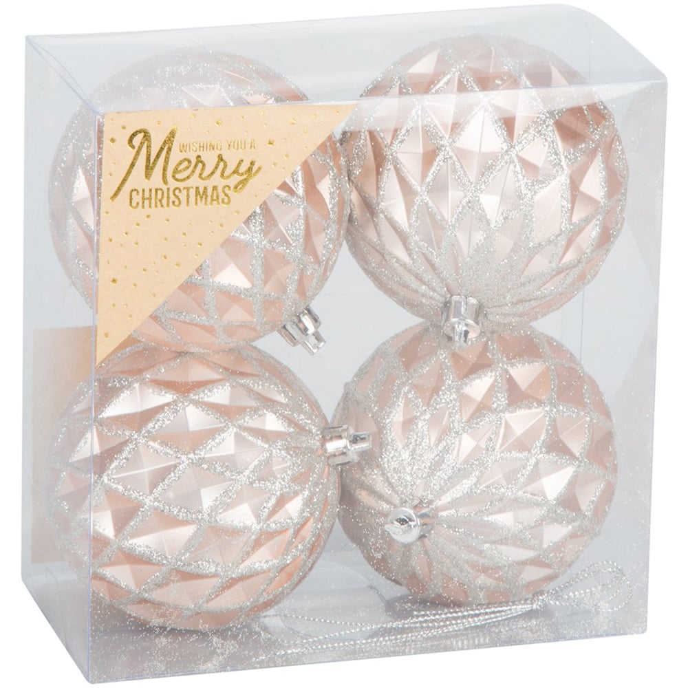 Sugar Wonderland Gold Blush Christmas Baubles 4 Pack Image
