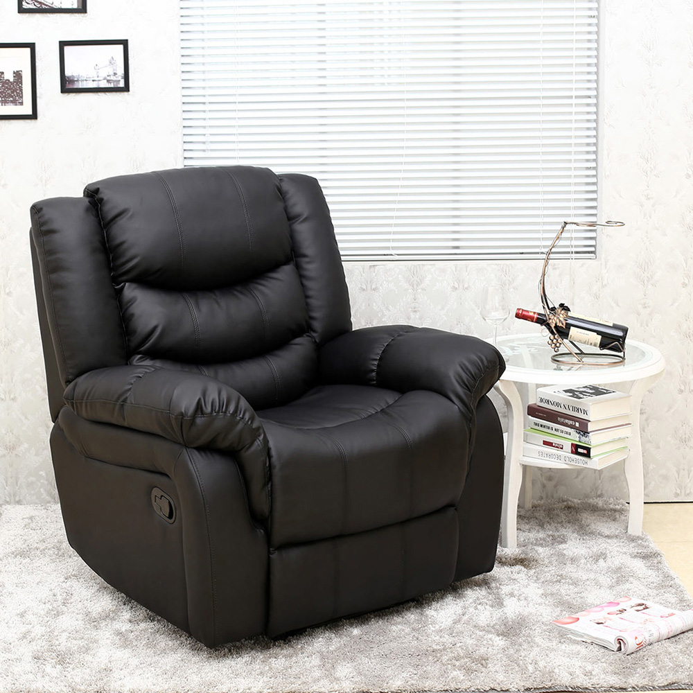 Furniture Online Seattle Black Bonded Leather Manual Recliner Chair Image 8