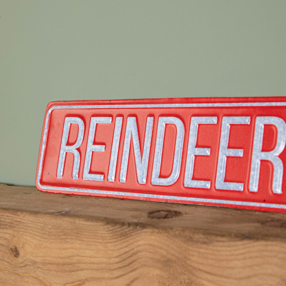 Samuel Alexander Red Metal Reindeer Road Sign Christmas Decoration 43cm Image 3
