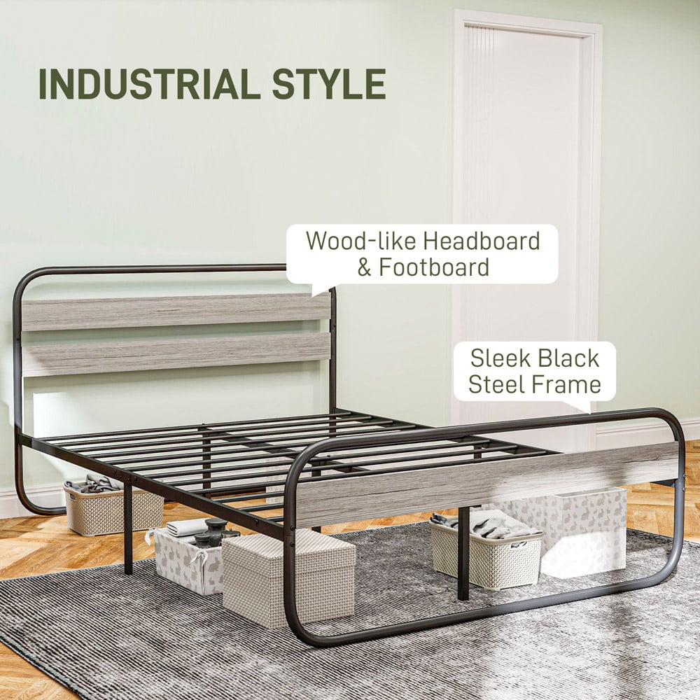 Portland King Size Metal Platform Bed Frame with Underbed Storage Image 6