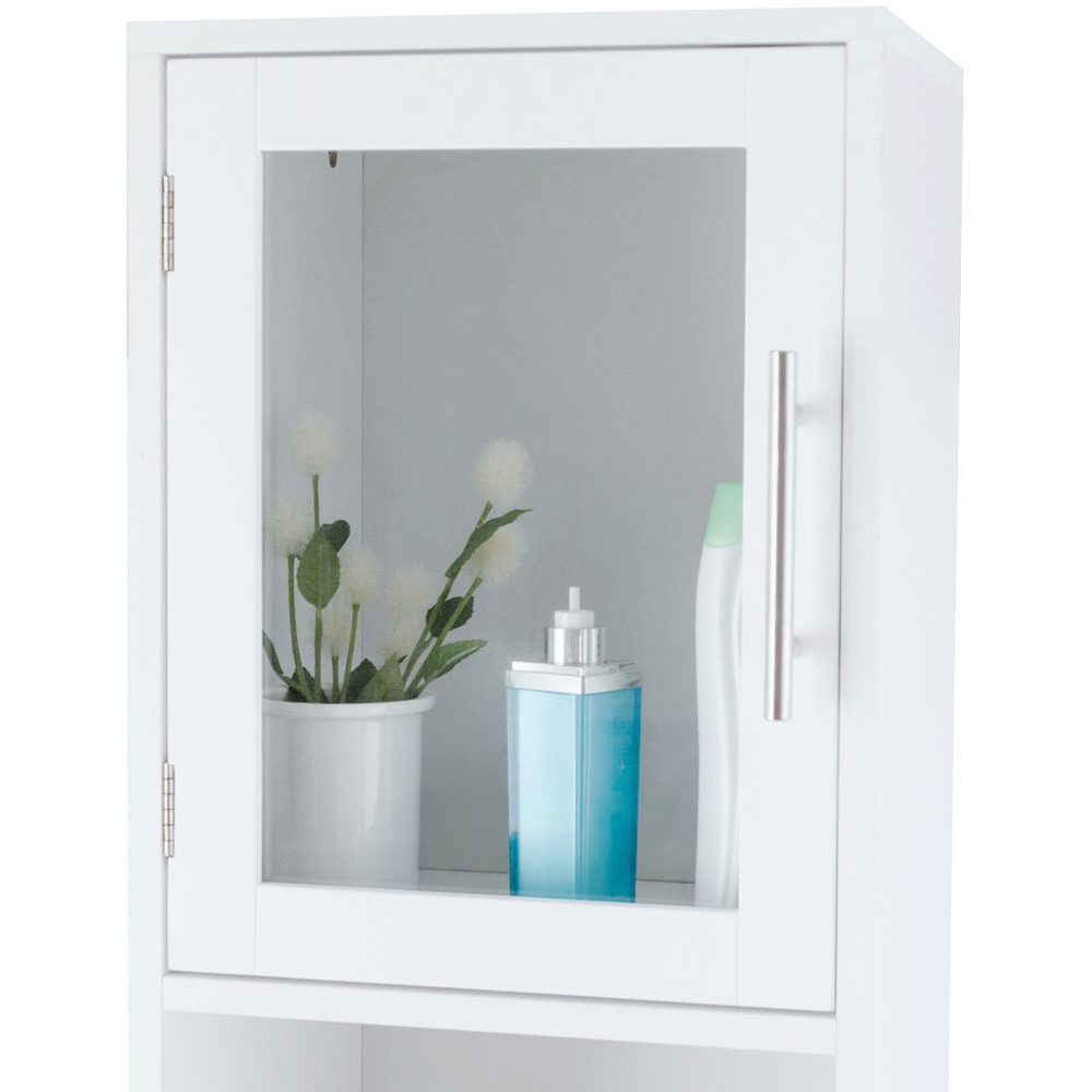 Costway 2 Door 2 Shelf White Wooden Slim Bathroom Cabinet Image 6