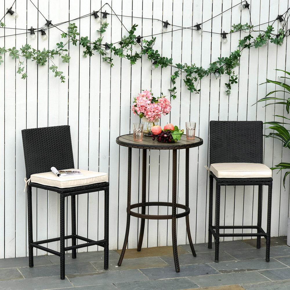 Outsunny Cream White Garden Chair Cushion with Ties 45 x 45cm 2 Pack Image 2