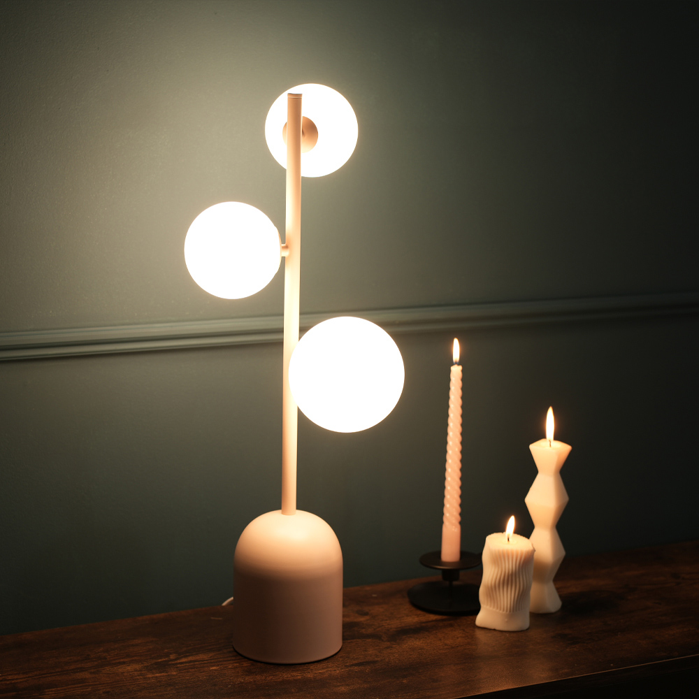 ValueLights Marlow Blush Pink Globe LED Table Lamp Image 2