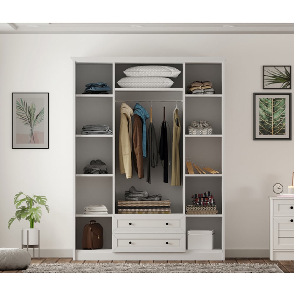 Evu VENICE XL 4 Door 2 Drawer Soft White Wardrobe Image 5