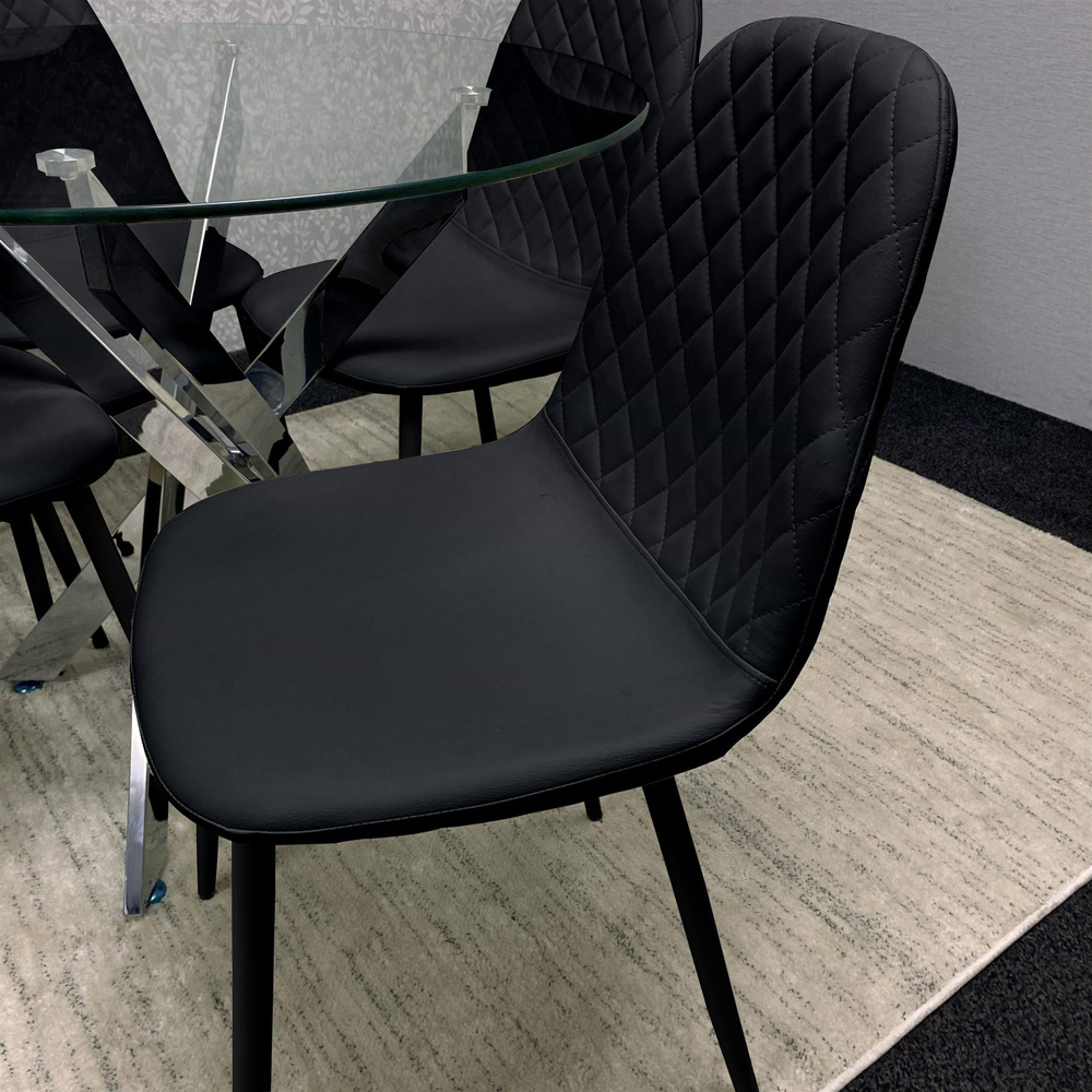 Kosy Koala Maya Gem 4 Seater Round Glass Dining Set Black Image 4