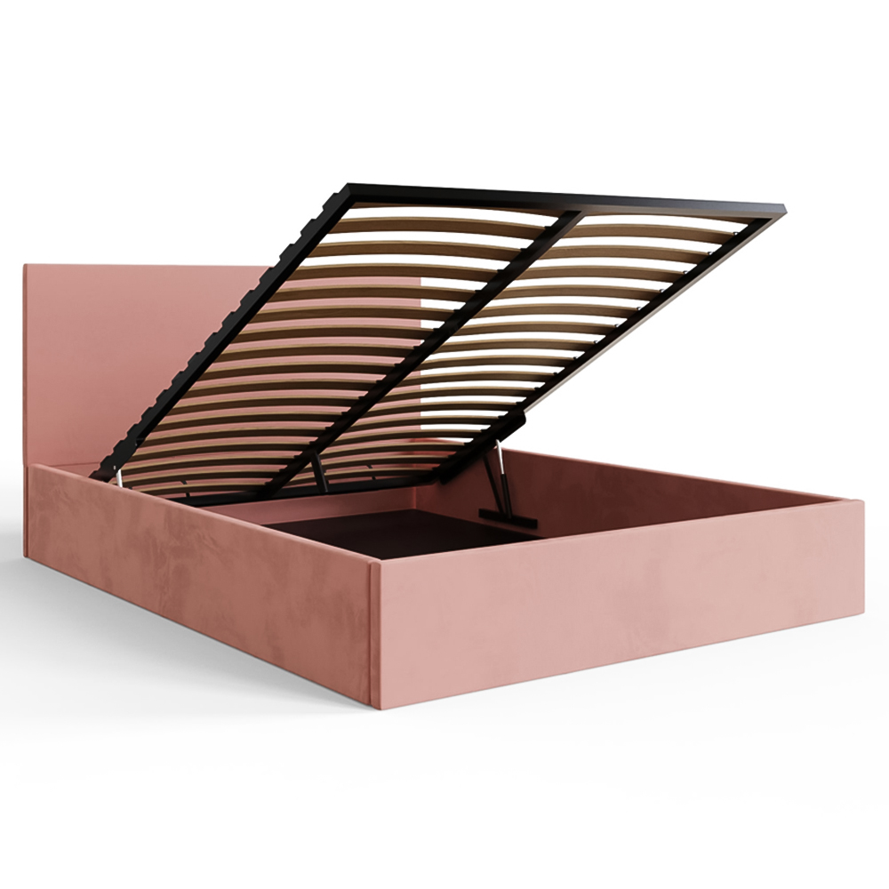 GFW Small Double Blush Pink Velvet End Lift Ottoman Bed Image 5