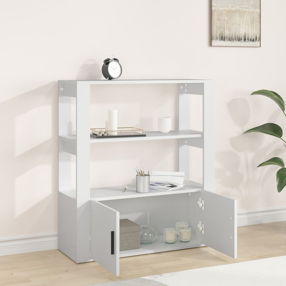vidaXL 2 Door 2 Shelf White Sideboard Image 8