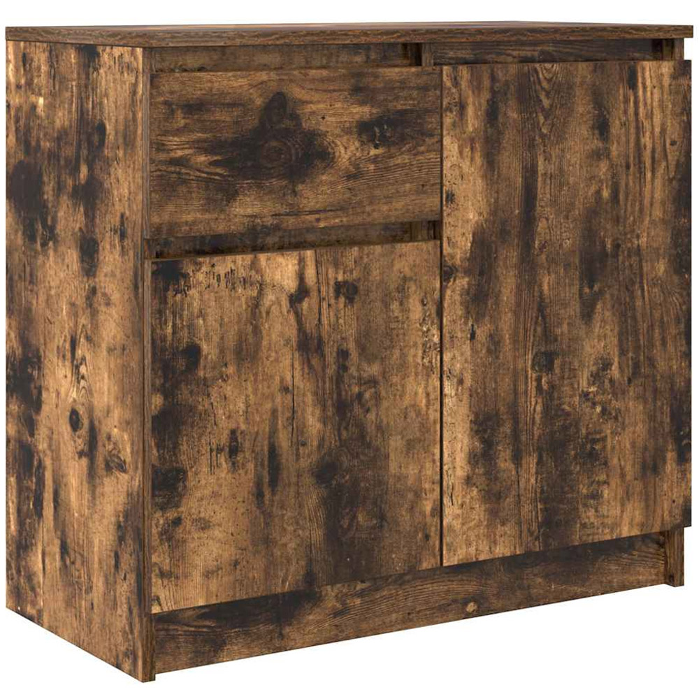 vidaXL 2 Door Single Drawer Smoked Oak Sideboard Image 2