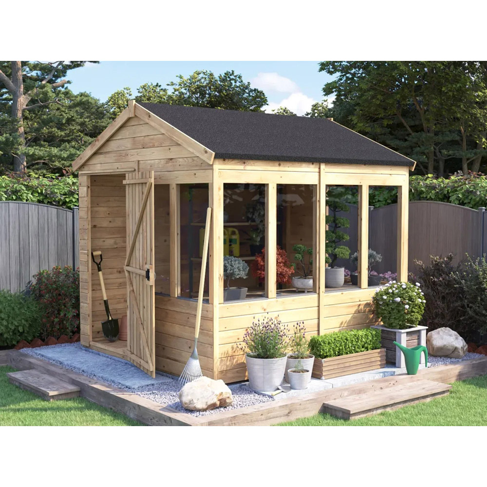 Dunster House Overlord 8 x 8ft Modular Brown Superfelt Apex Potting Shed Image 2