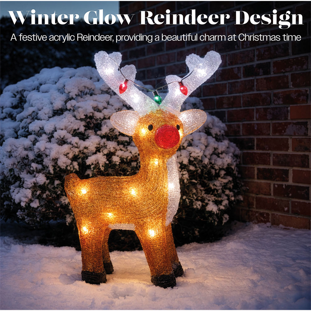 Xmas Haus 21 White LED Acrylic Deer Christmas Decoration 40cm Image 3