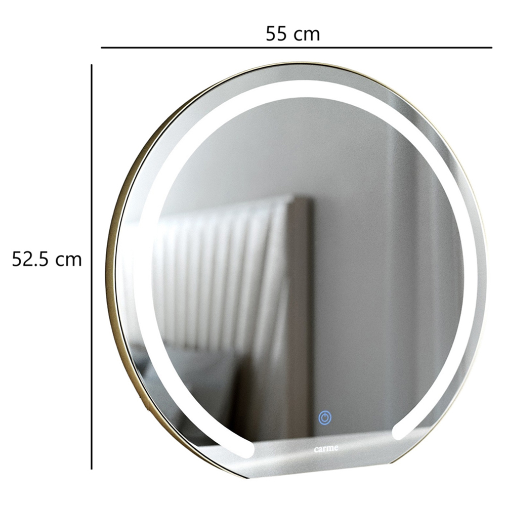 CARME Home Maisie Gold Frameless Touch Sensor LED Mirror 55cm Image 8