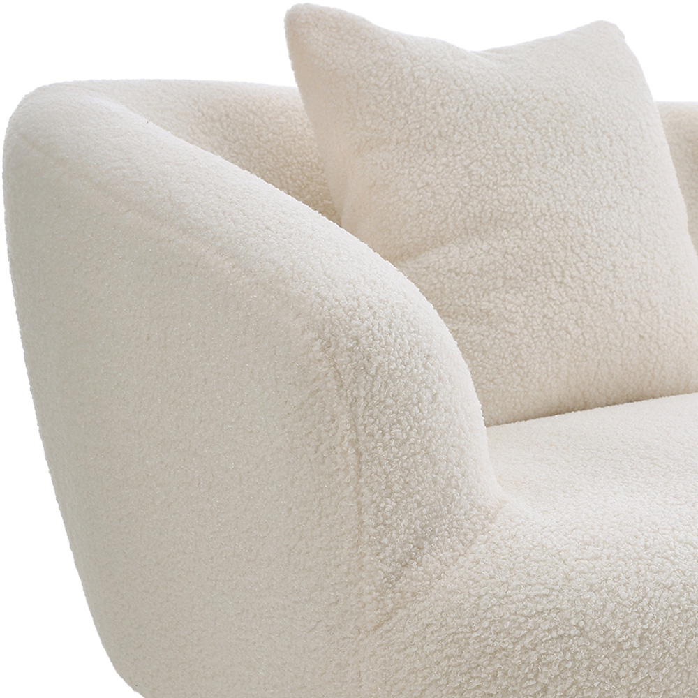 Living and Home White Teddy Fabric Loveseat with Cushions Image 4