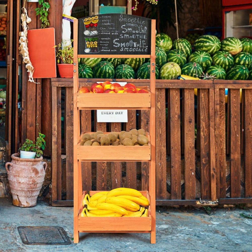 Costway 3 Tier Ladder Rack with Blackboard Image 2