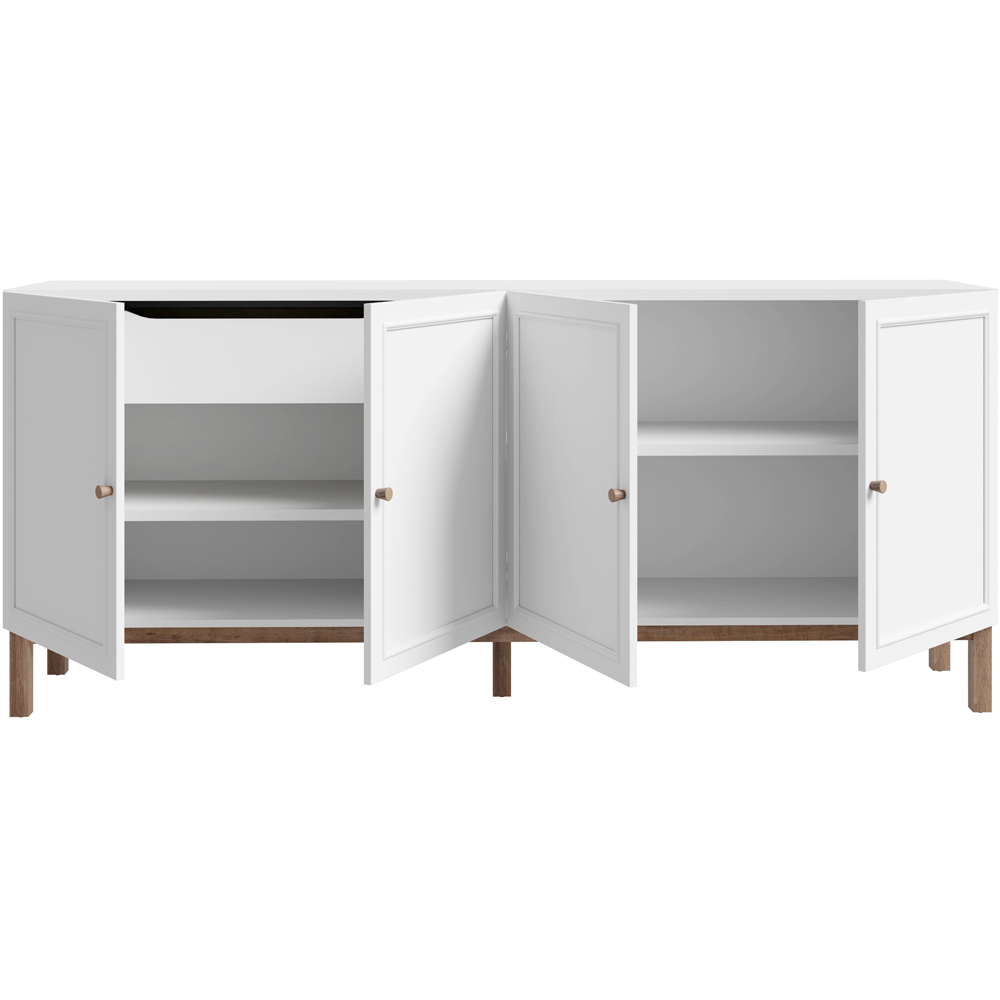 Florence Wensley 4 Door Single Drawer Light Grey and Oak Sideboard Image 5