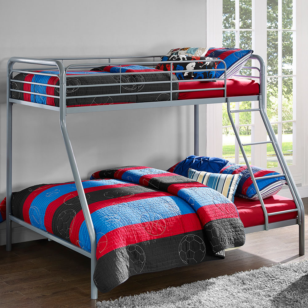 Dorel Single with Double Grey Metal Bunk Bed Image 6