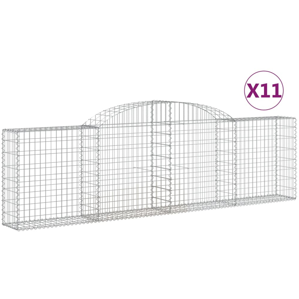 vidaXL Silver Galvanised Iron Gabion Basket 300 x 30 x 80/100cm 11 Pack Image 4