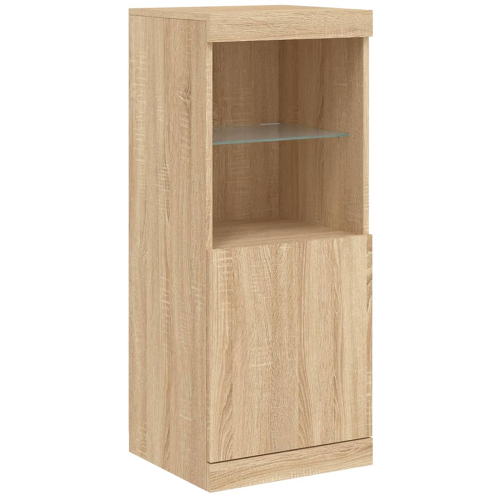 vidaXL 3 Door 6 Open Shelf Sonoma Oak Sideboard with LED Lights Image 7