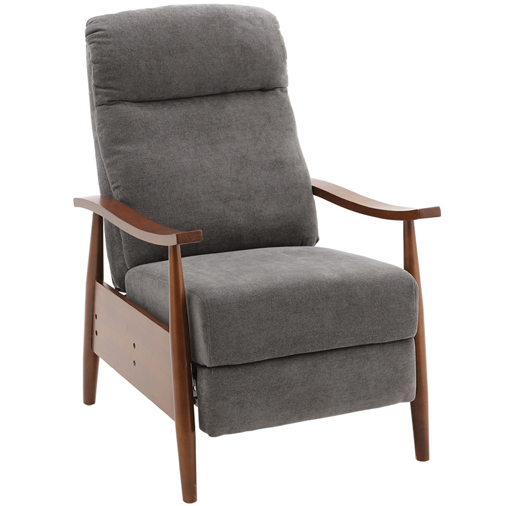 Living and Home Grey Manual Recliner Armchair with Adjustable Footrest Image 2