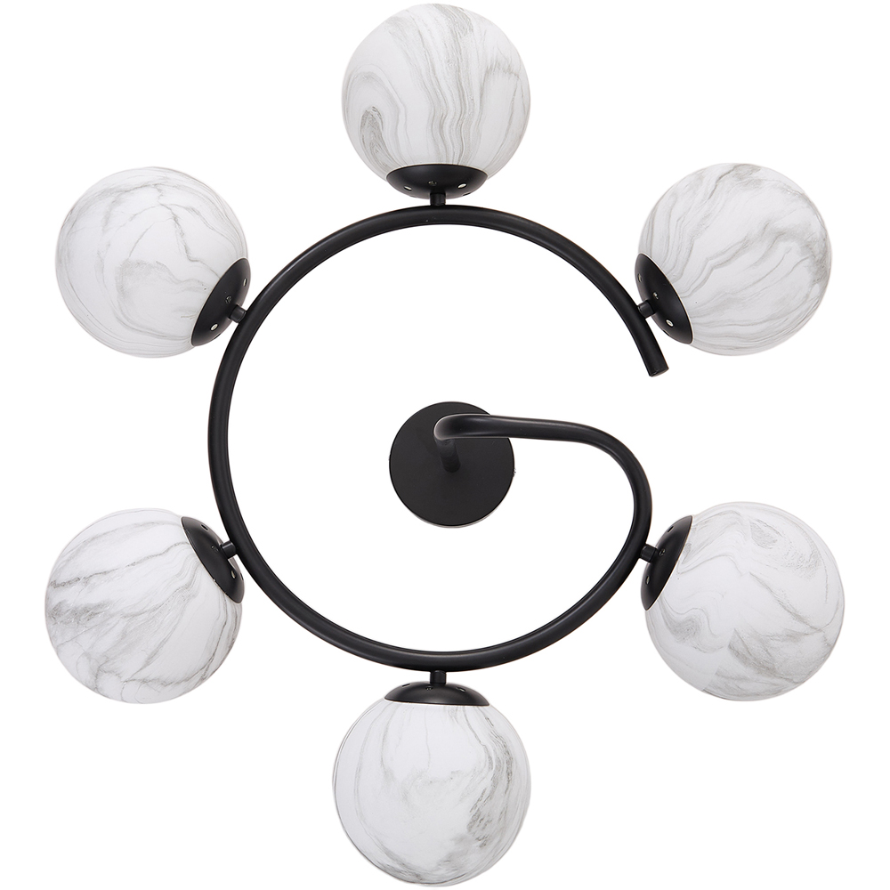 Living and Home Screw E27 Black and White 6 Marble Effect Glass Semi Flush Mount Ceiling Light Image 2