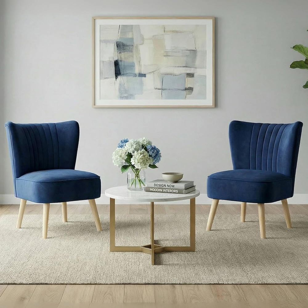Alivio Blue Velvet Upholstered Modern Accent Chair Image 5