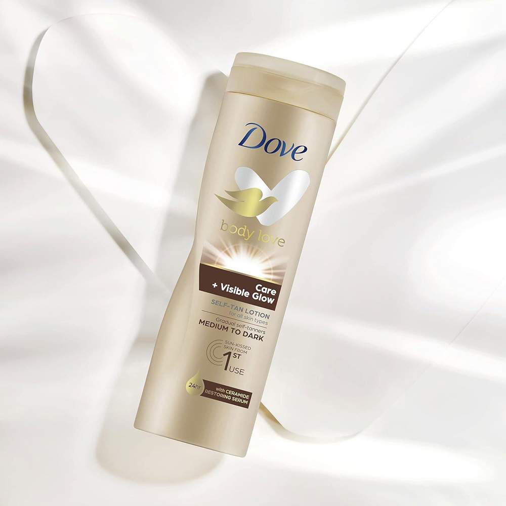 Dove Visible Glow and Care Medium to Dark Self Tan Lotion 400ml 3 Pack Image 3