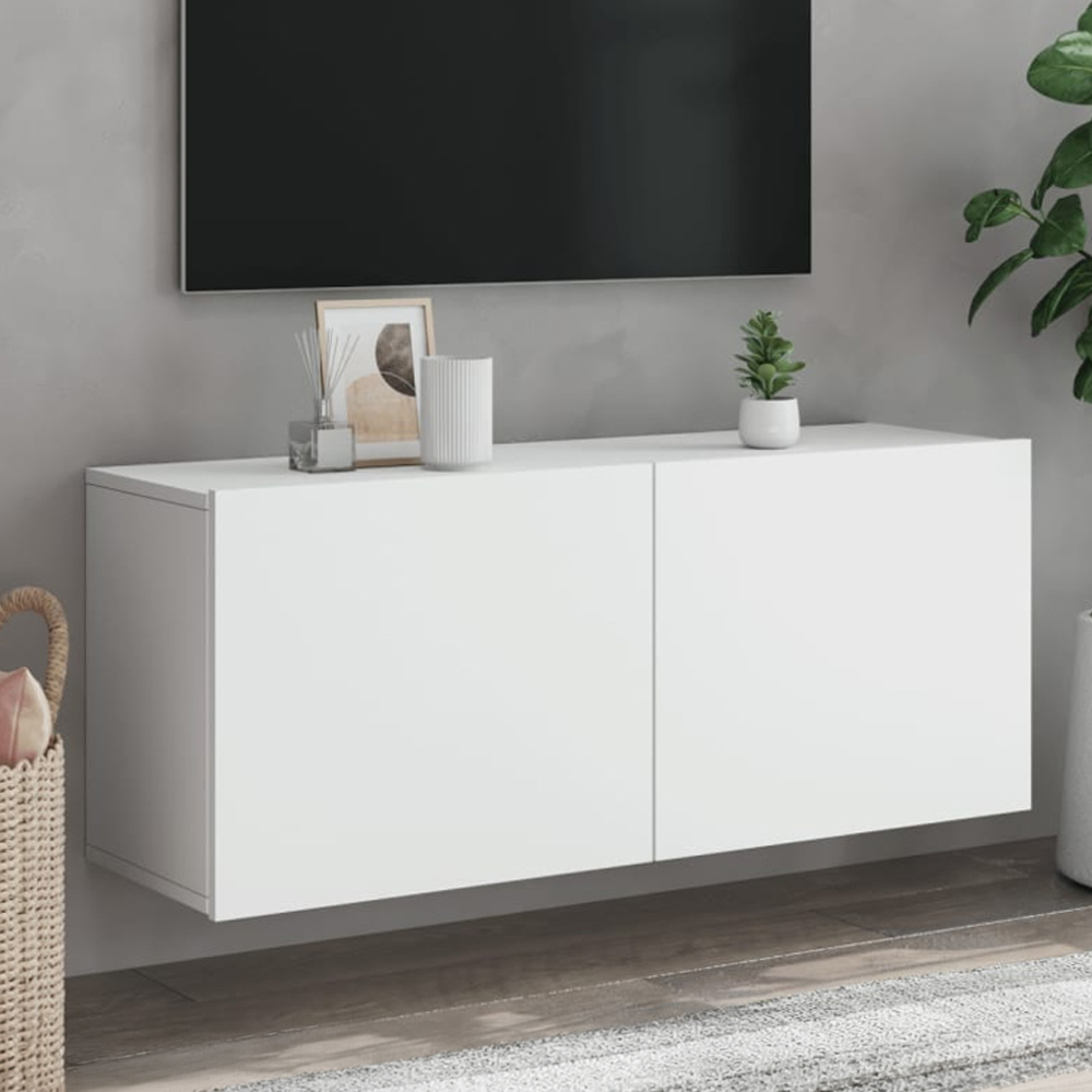 vidaXL 2 Door White Wall Mounted TV Cabinet Image 1