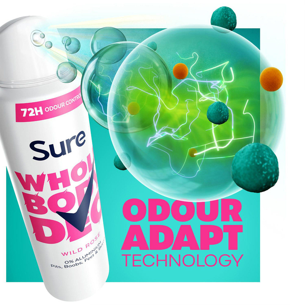 Sure Women Aluminium Free Whole Body Wild Rose Deodorant Spray 150ml 24 Pack Image 5
