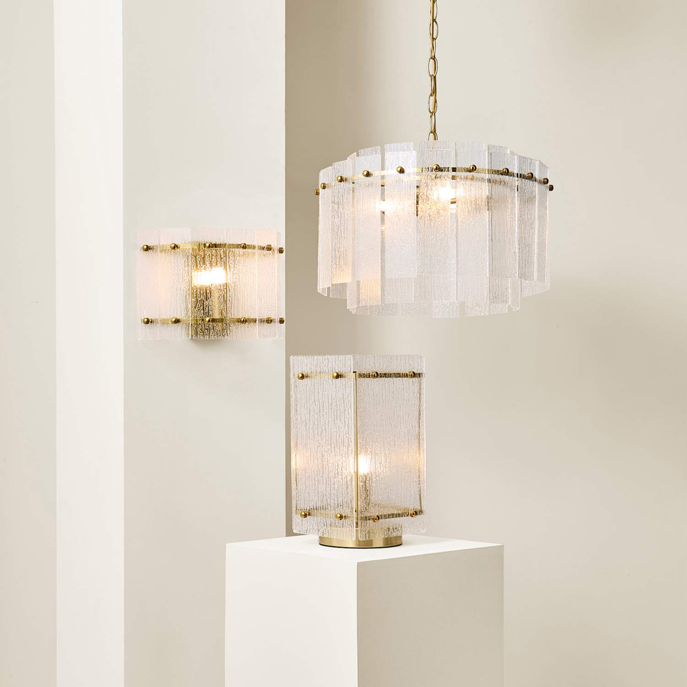 ValueLights Darcy Frosted Textured Acrylic Shade Brushed Gold Table Lamp with Bulb Image 6