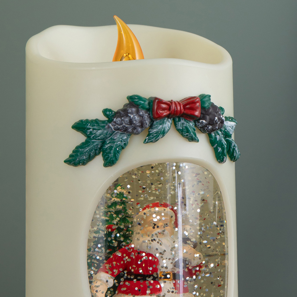 Samuel Alexander Dual Powered Santa Christmas Pillar Candle 20cm Image 5