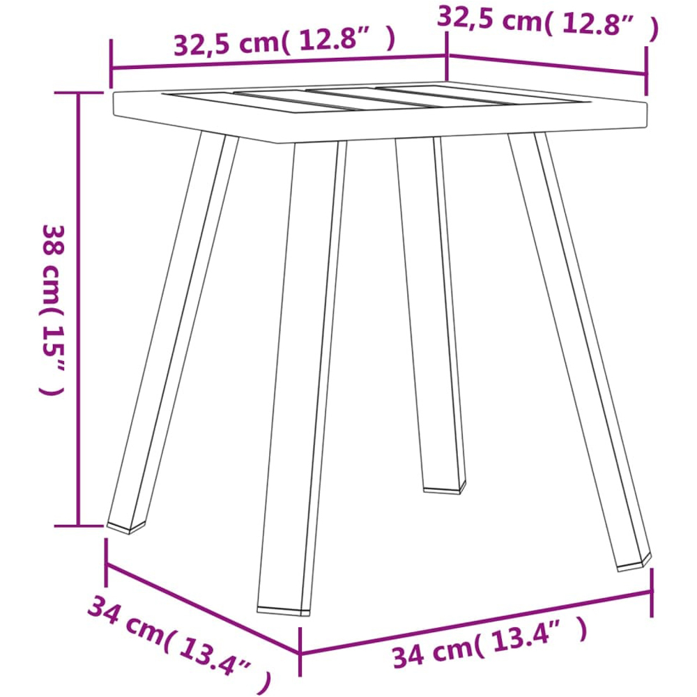 Walplus Anthracite Steel Slatted Garden Side Table Image 8