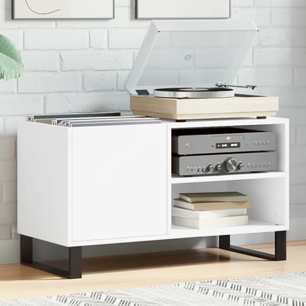 vidaXL 2 Shelf White Wide Record Cabinet | Wilko