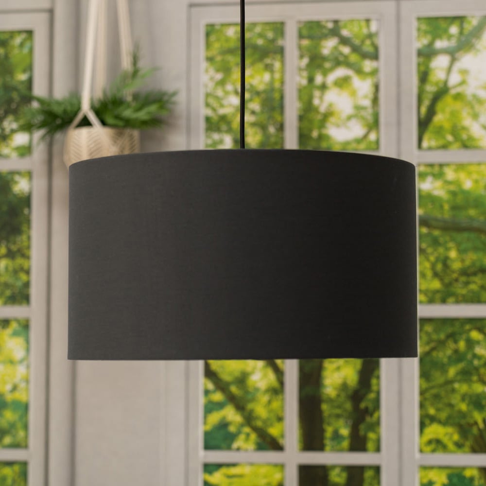 ValueLights Reni Charcoal Ceiling Drum Lamp Shade Large Image 3