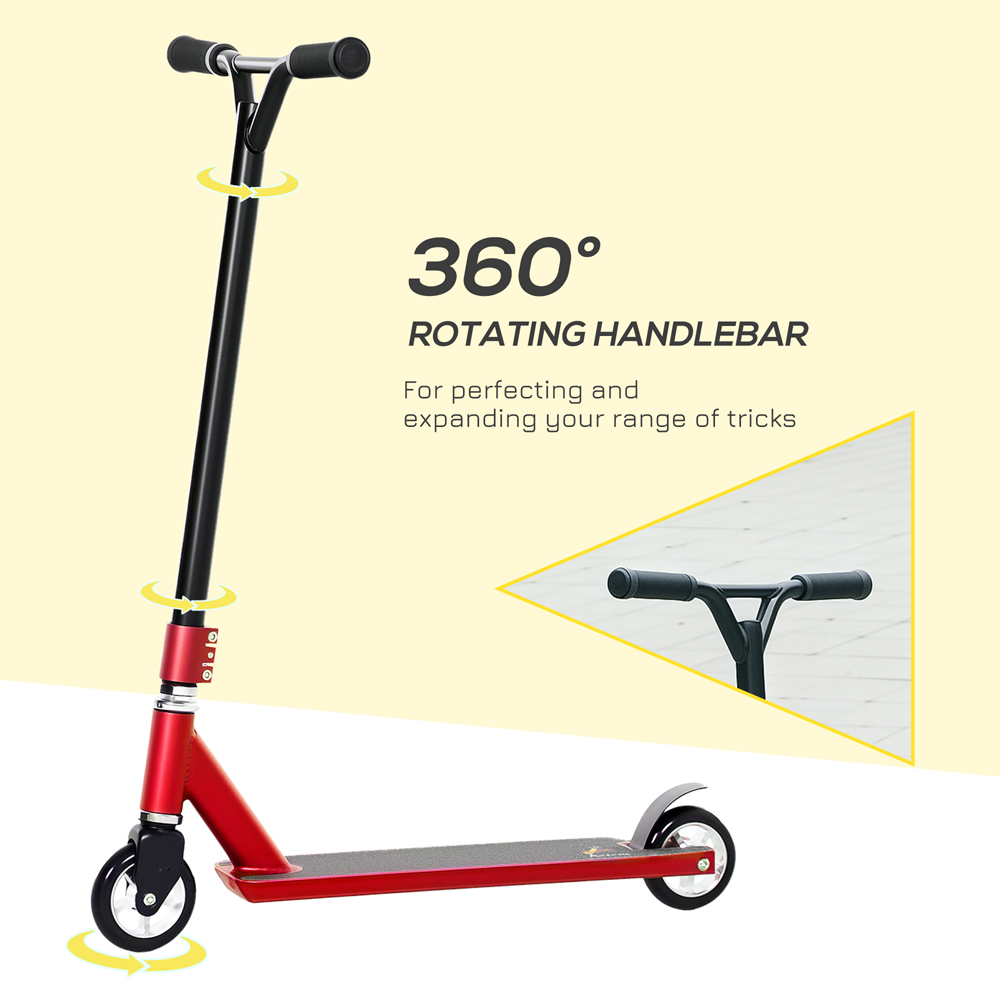 HOMCOM Red Lightweight Entry Level Complete Trick Kick Stunt Scooter Image 3