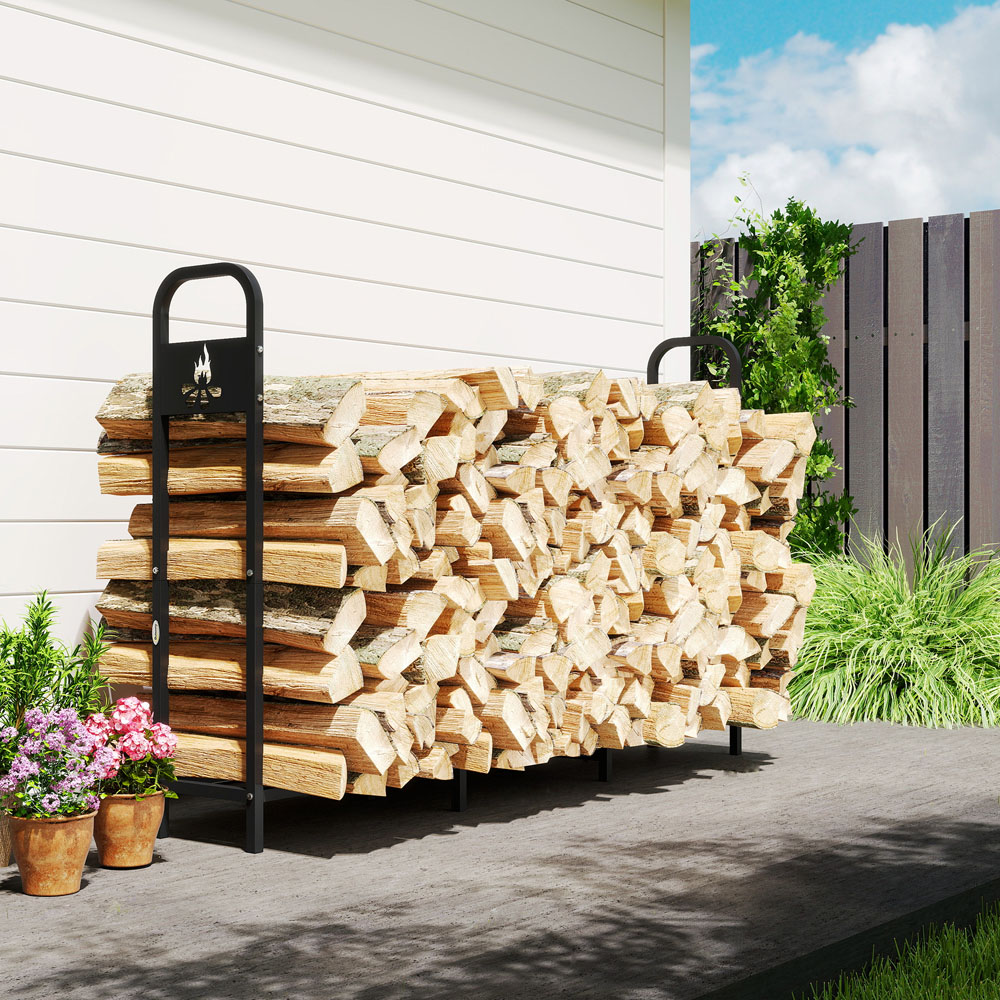 Outsunny Steel Firewood Log Holder 121 x 199 x 30cm Image 4