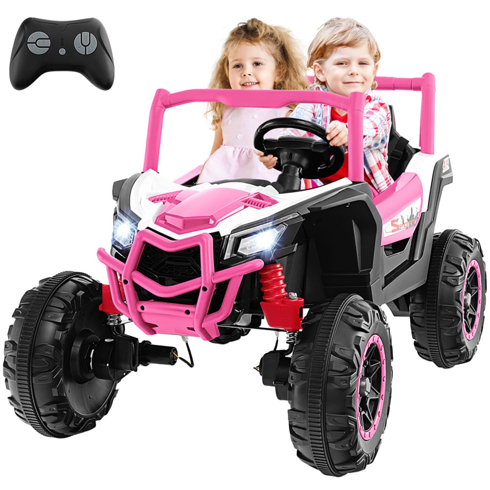 Costway Kids Pink Ride On UTV Car with 4 Engine and Remote Control 24V Image 1