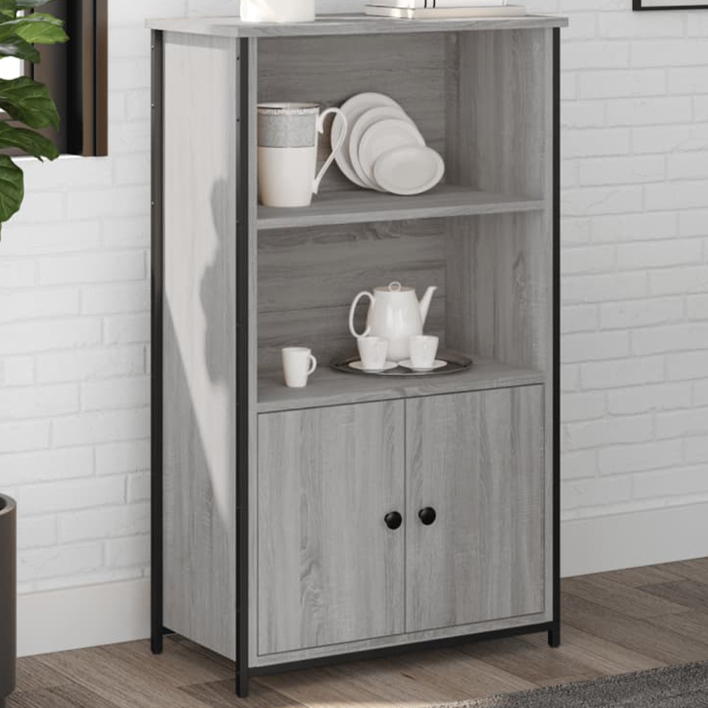 vidaXL 2 Door 2 Shelf Grey Sonoma Highboard Image 1